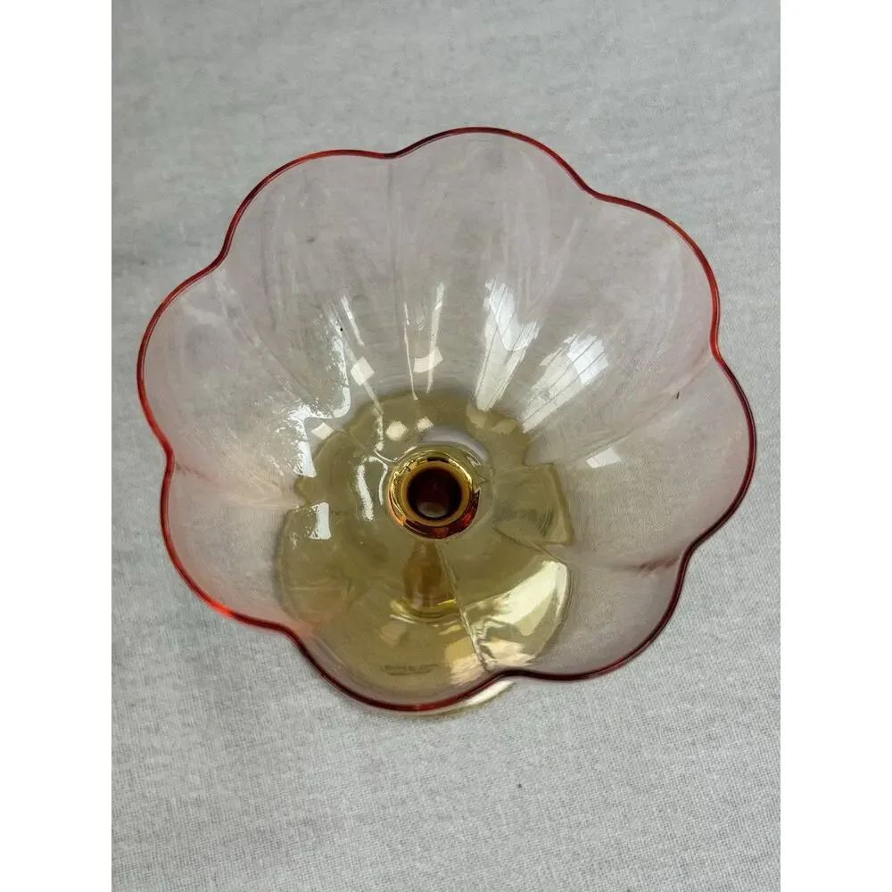 Anthropologie Lille Coupe Champagne Glasses Set of 8 Ombre Scalloped Glass